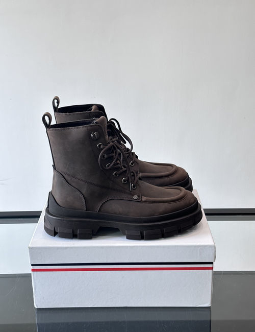 Moncler Cowhide Leather High-top Ankle Boots