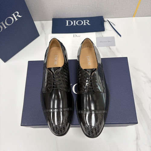 Christian Dior CD Oblique Jacquard Stitched Leather Oxford Shoes