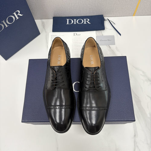 Christian Dior CD Oblique Jacquard Stitched Leather Oxford Shoes