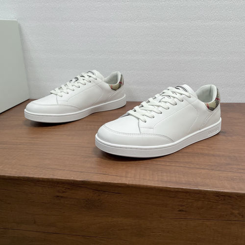 Burberry Matte Leather Set Sneakers With Check Trim