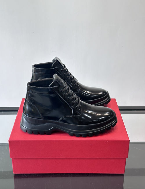 Ferragamo Cowhide Wool Lined Ankle Boots
