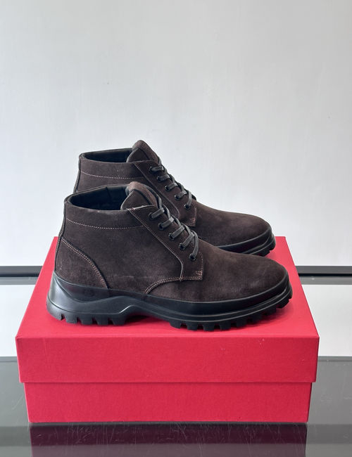 Ferragamo Cowhide Wool Lined Ankle Boots