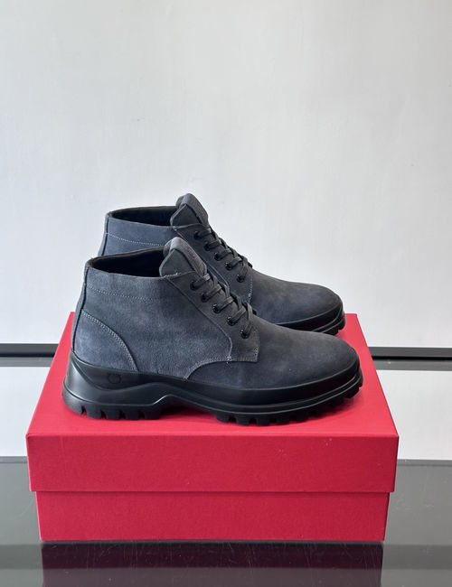 Ferragamo Cowhide Wool Lined Ankle Boots