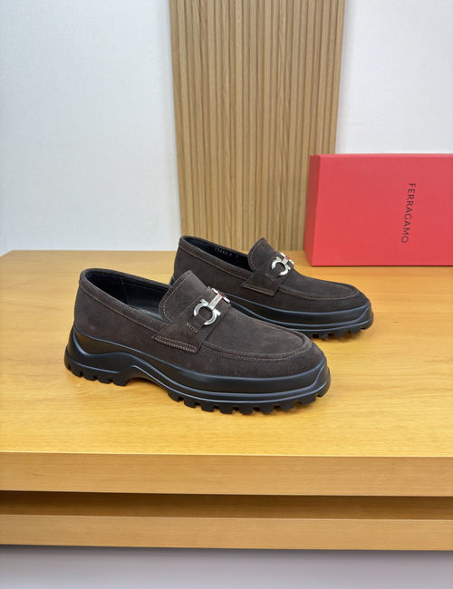 Ferragamo Suede Cowhide Dress Shoes