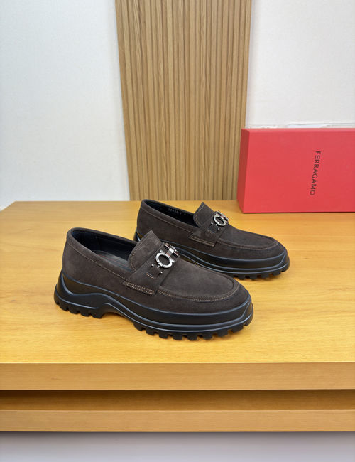 Ferragamo Suede Cowhide Dress Shoes