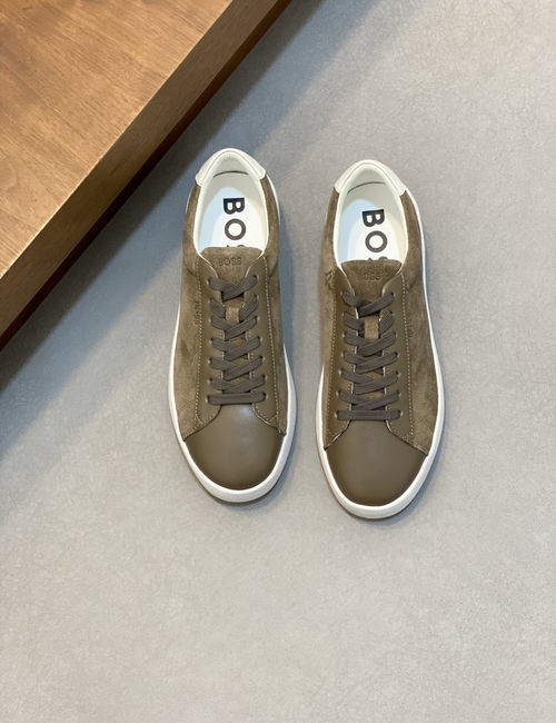 Hugo Boss Leather Slip-on Casual Sneakers With Fringes
