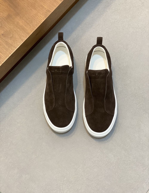 Kiton Wash Denim Suede Sneakers