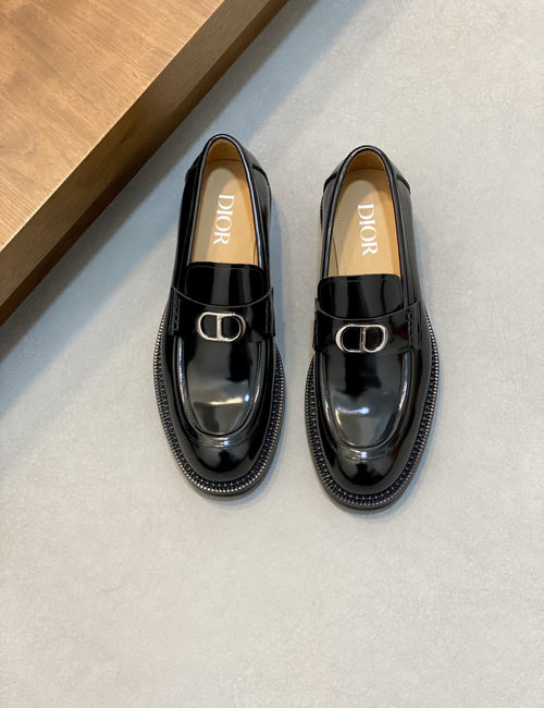 Christian Dior CD Glossy Leather Dress Loafers