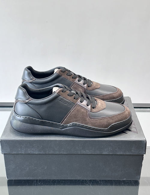 Zegna Leather Suede Low-Top Casual Shoes