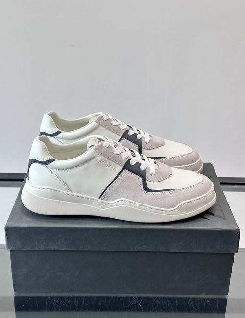 Zegna Leather Suede Low-Top Casual Shoes