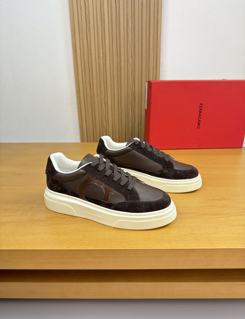 Ferragamo Premium Casual Sneakers Nappa Suede Leather