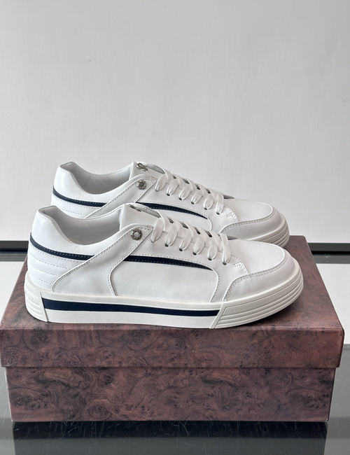 Stefano Ricci Stitched Leather Sneakers Metal Logo Detail