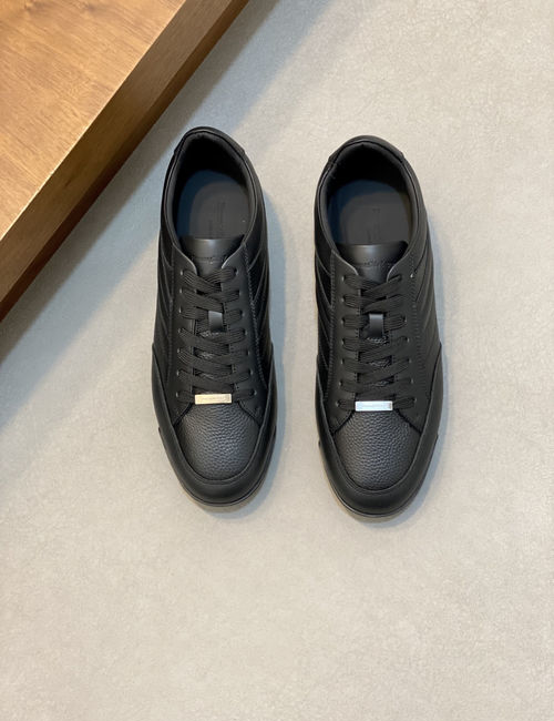 Zegna Smooth Leather Low-Top Sneakers With Detail
