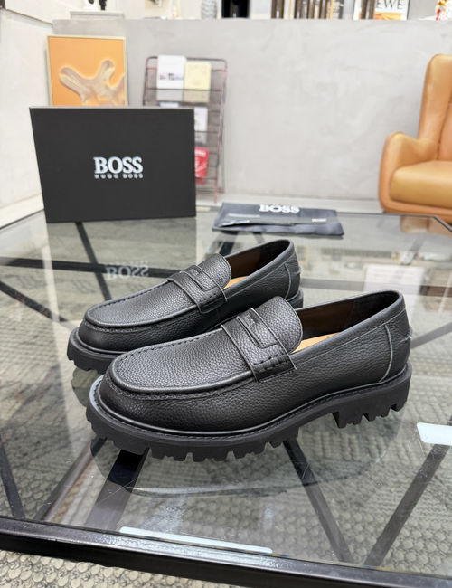 Hugo Boss Pebbled Leather Casual Slip-on Loafers