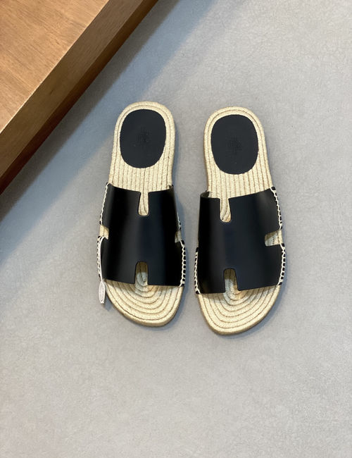 Hermes Antigua Woven Sole Calfskin Slippers