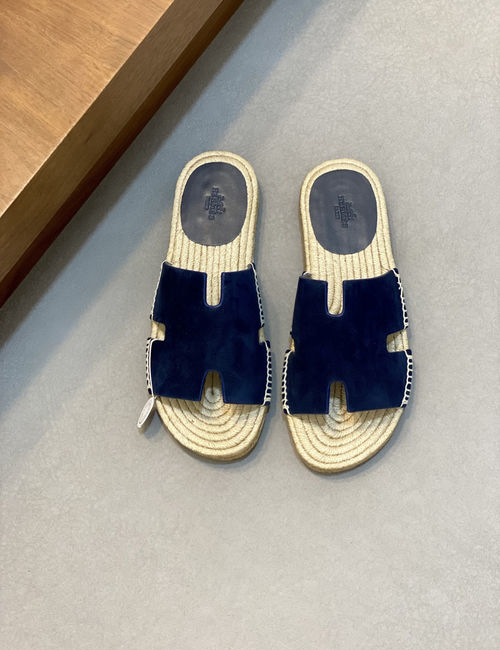 Hermes Antigua Woven Sole Calfskin Slippers