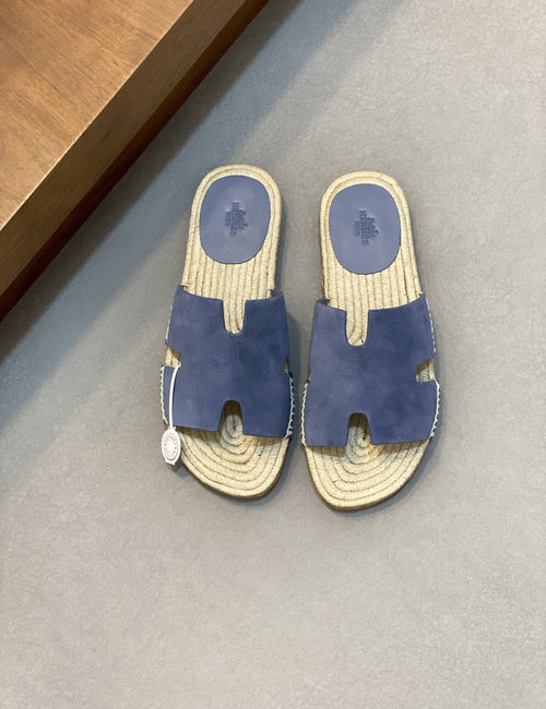 Hermes Antigua Woven Sole Calfskin Slippers