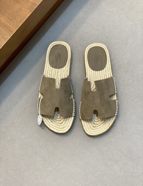 Hermes Antigua Woven Sole Calfskin Slippers