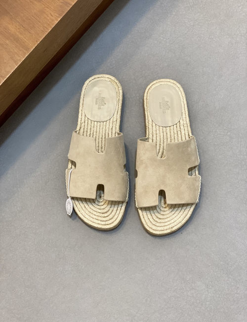 Hermes Antigua Woven Sole Calfskin Slippers