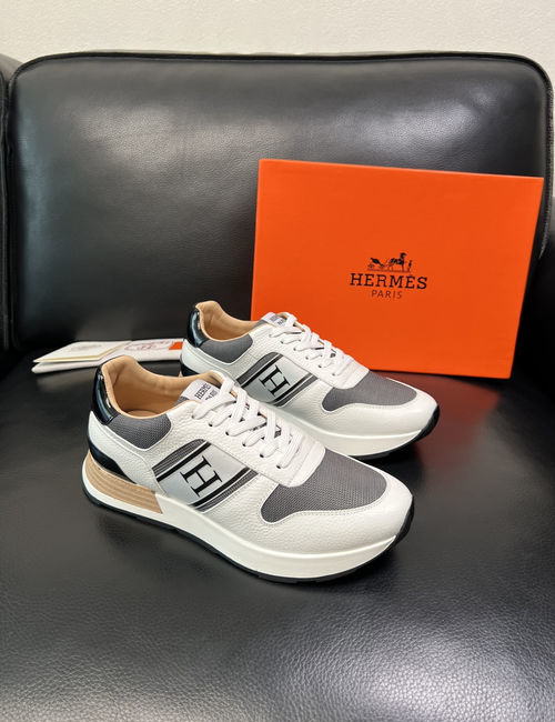 Hermes Premium Leather Sneakers With Comfortable Sole