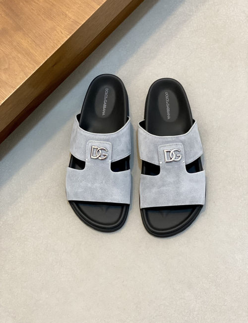 Dolce & Gabbana DG Logo Slides Premium Leather Material