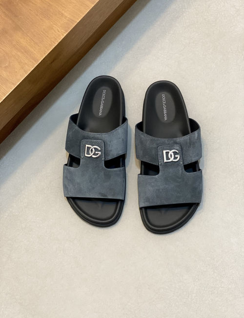 Dolce & Gabbana DG Logo Slides Premium Leather Material