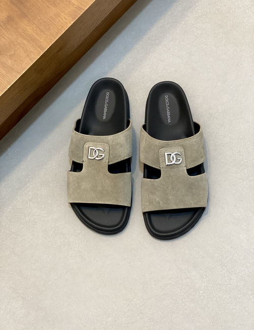 Dolce & Gabbana DG Logo Slides Premium Leather Material
