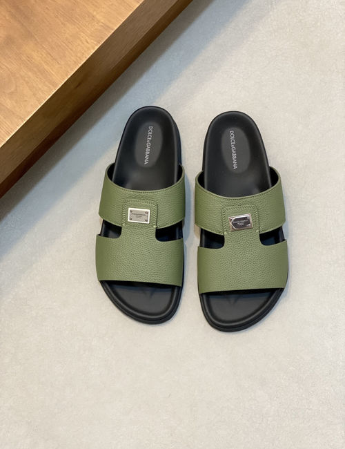 Dolce & Gabbana DG Logo Slides Premium Leather Material