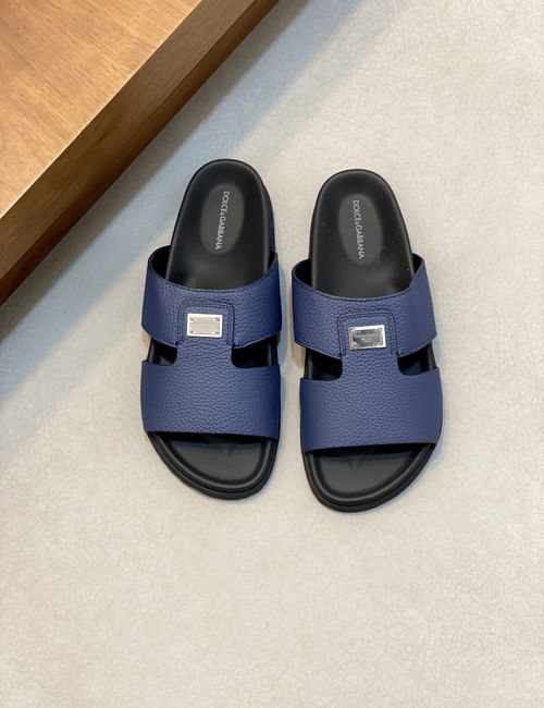Dolce & Gabbana DG Logo Slides Premium Leather Material