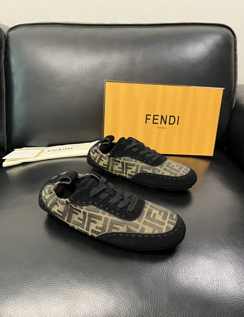 Fendi Cow Leather Stitching Comfort Casual Shoes