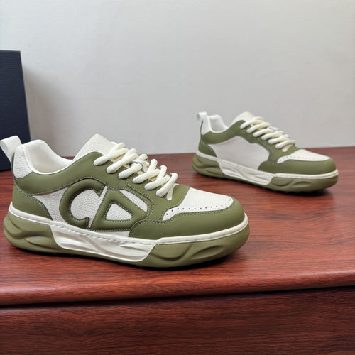 Christian Dior CD White Green Leather Casual Shoes With CD Badge