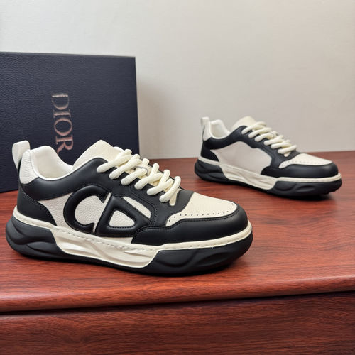 Christian Dior CD White Black Leather Casual Shoes With CD Badge