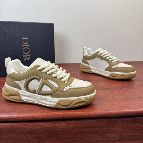 Christian Dior CD Leather Casual Shoes White Brown