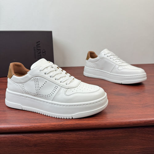 Valentino Sparry Cowhide Sneakers White Brown