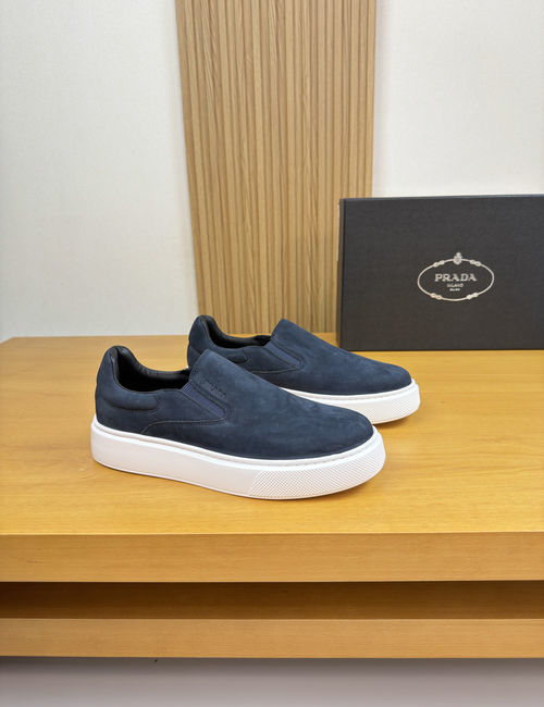 Prada Slip-On Casual Shoes Cowhide Upper TPU Sole