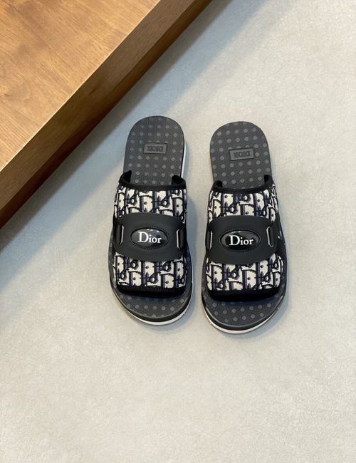 Christian Dior CD H-Town Slides Oblique Print Rubber Footwear