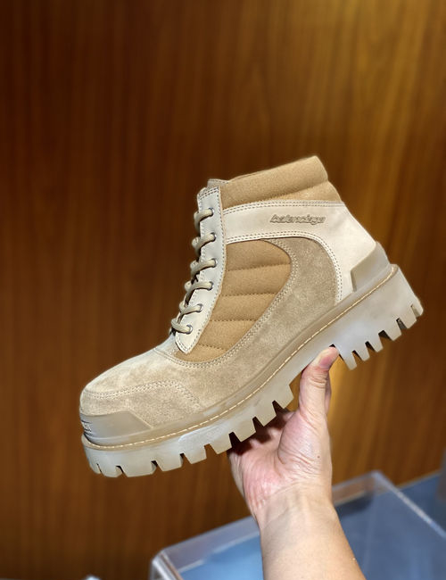 Balenciaga Combat Strike Suede Lace Up Boots