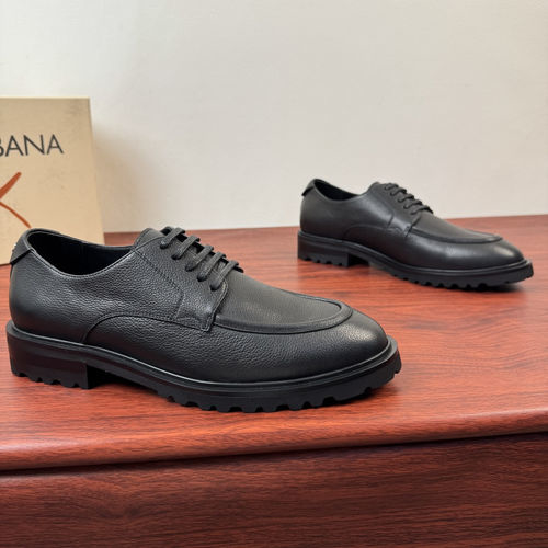 Dolce & Gabbana DG Grain Leather Derby Shoes With Hardware Logo