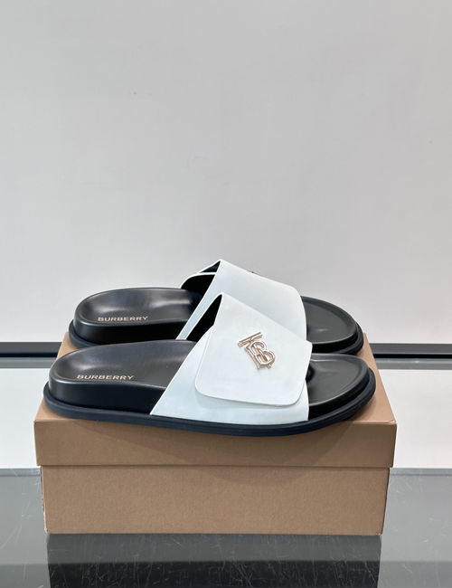 Burberry Cowhide Slides TB Logo Premium Texture