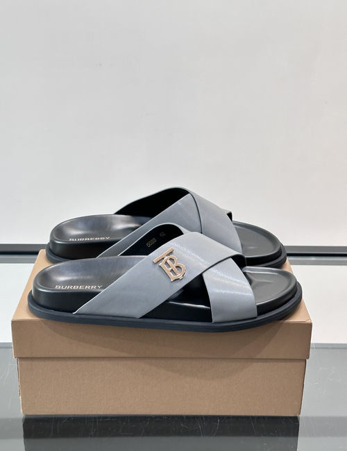 Burberry Cowhide Slides TB Logo Premium Texture