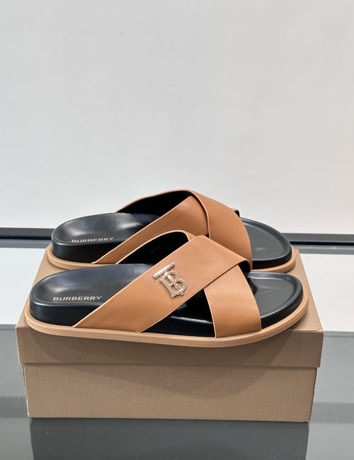 Burberry Cowhide Slides TB Logo Premium Texture