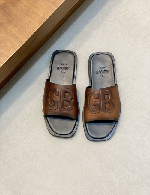 Berluti Hand-Painted Leather Slippers With High Gloss