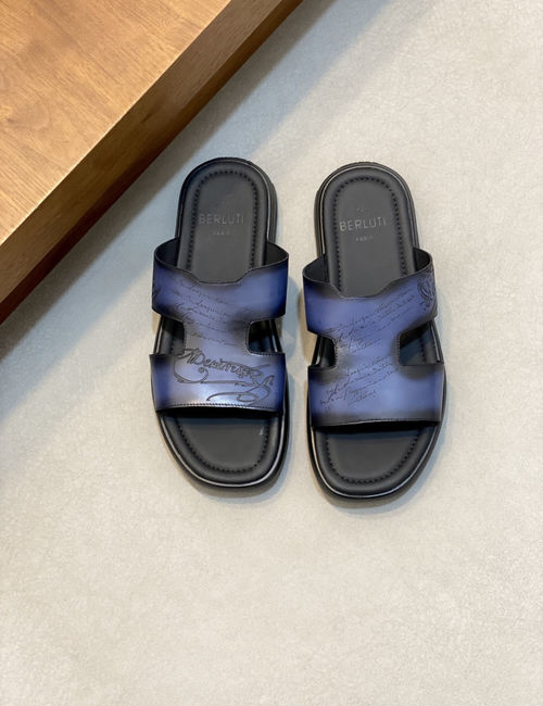 Berluti Hand-painted Slippers Full Grain Leather Lining