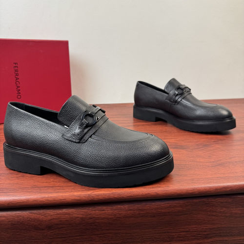 Ferragamo Classic Loafers Black Grain Leather