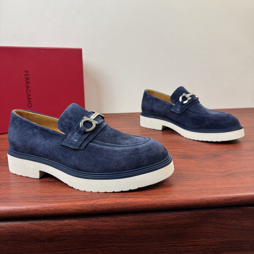 Ferragamo Classic Loafers Suede Blue