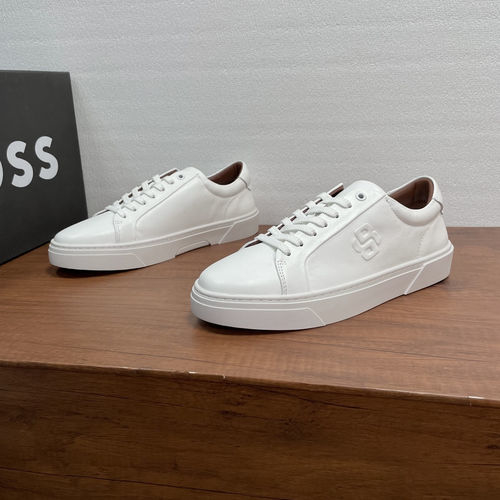 Hugo Boss Gary White Leather Skate Sneakers