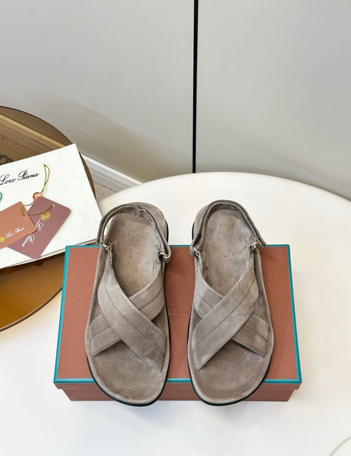 Loro Piana LP Cross Strap Suede Comfortable Sandals