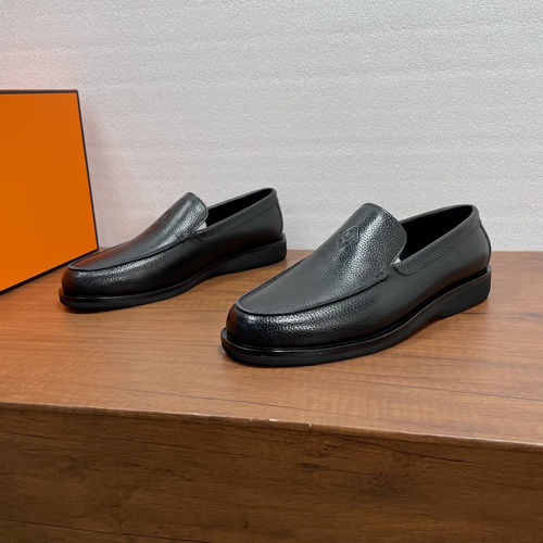 Hermes Grained Leather Loafers With H Diamant Detail