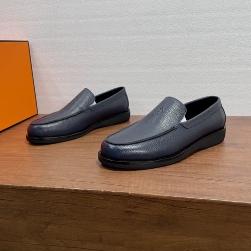 Hermes Grained Leather Loafers With H Diamant Detail