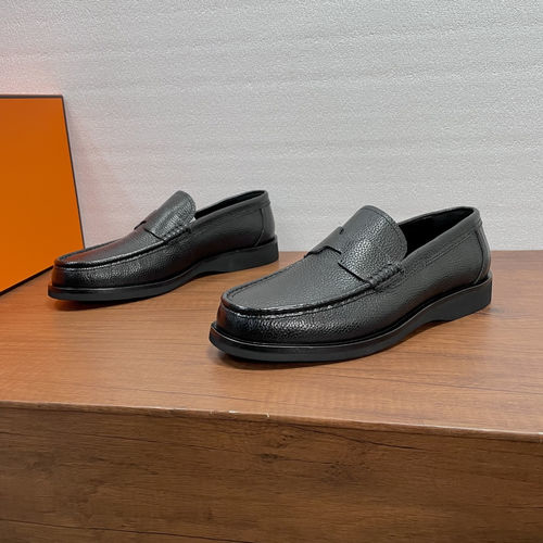 Hermes Grained Leather Loafers With H Diamant Detail